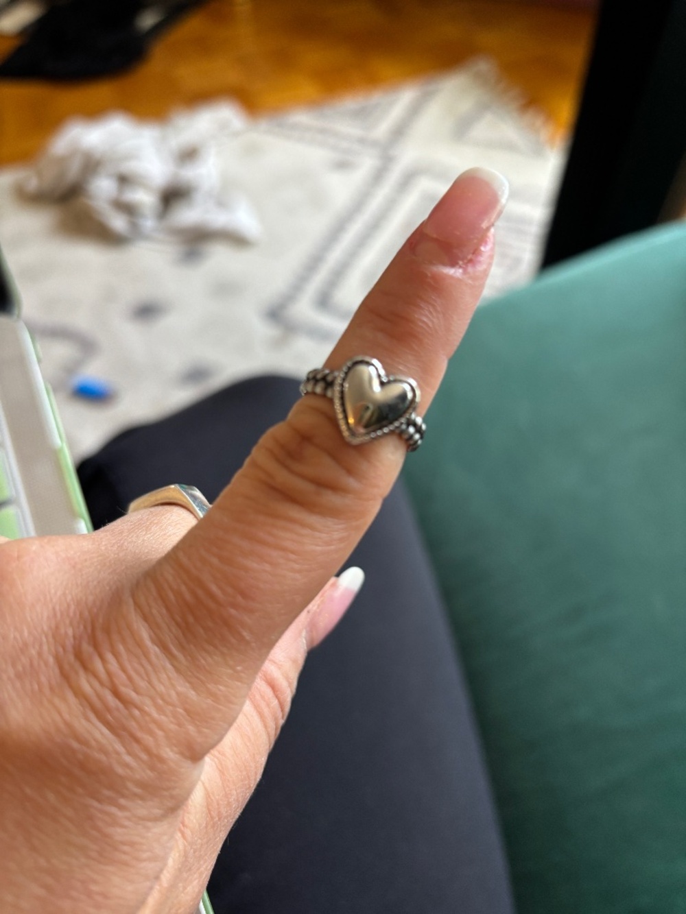heart shaped silver tone ring * accepting offers